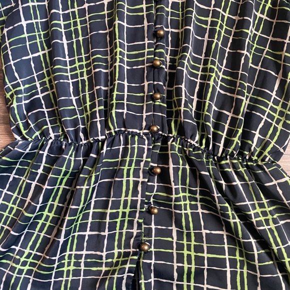 Banana Republic Navy & Green Plaid Blouse - Picture 3 of 5